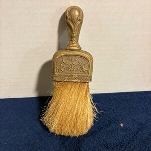 Vintage Small 7” Whisk Broom w/ Ornate Wood Handle Natural Bristles Crumb Brush